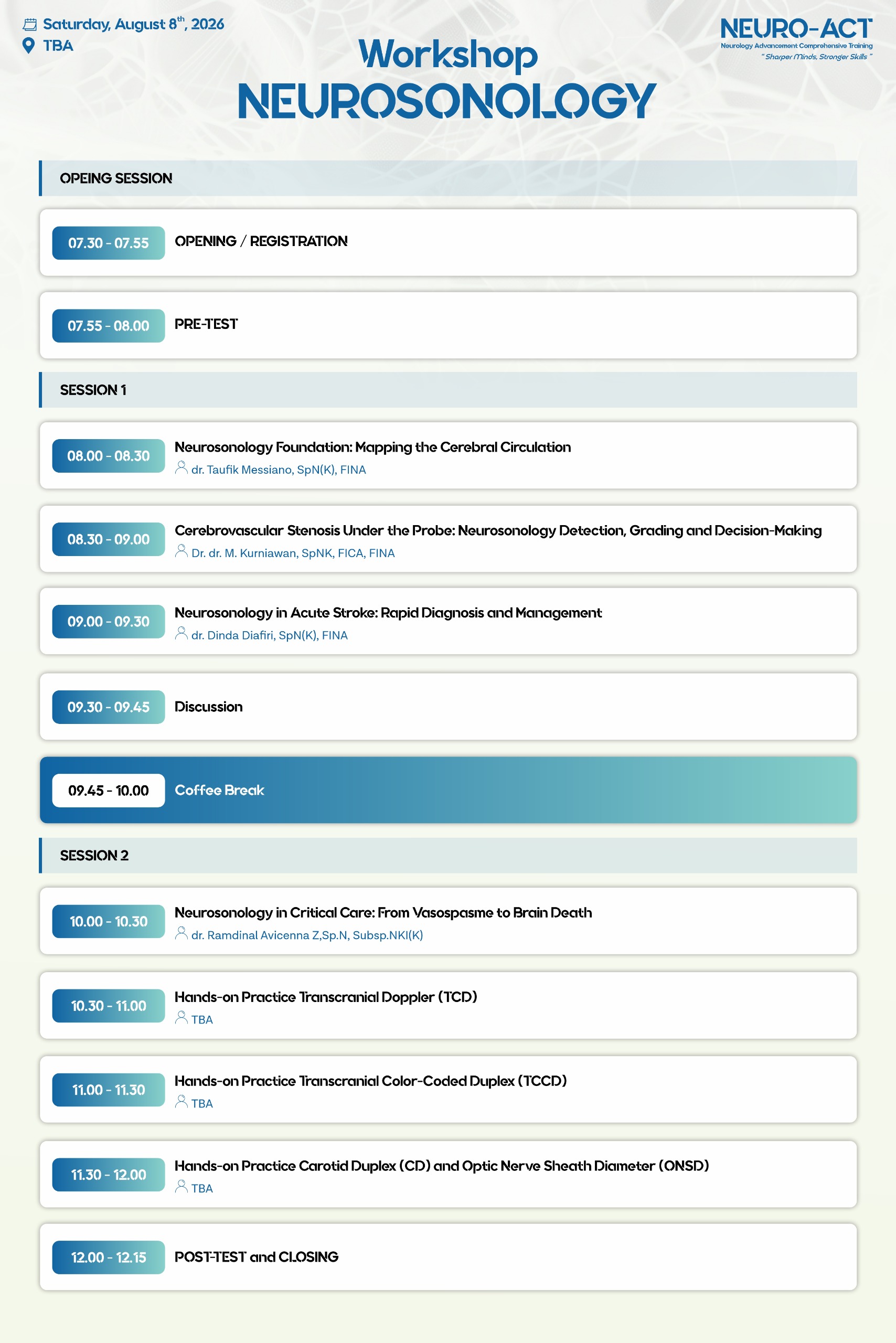 Neurosonology Schedule